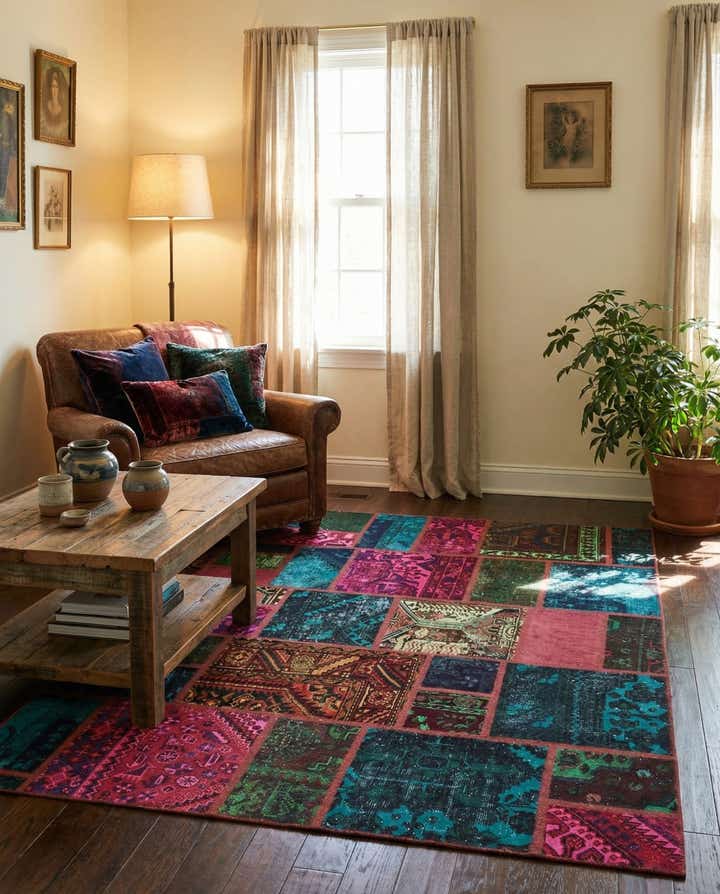 185cm x 225cm anudado a mano Ultra Vintage Alfombra Persa Lana