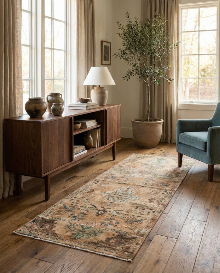 Detail image of 3' x 7' 7 Hand Knotted Ultra Vintage Persian Wool Runner Rug