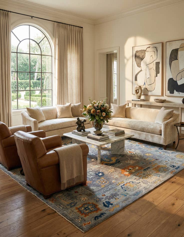 Detail image of 9' 5 x 11' 10  Hand Knotted Oushak Rug