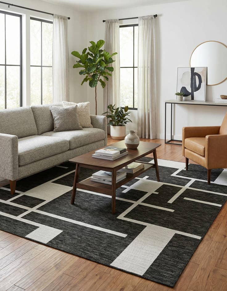 Detail image of  7' 10 x 7' 10  Washable Modern Indoor / Outdoor Square Rug