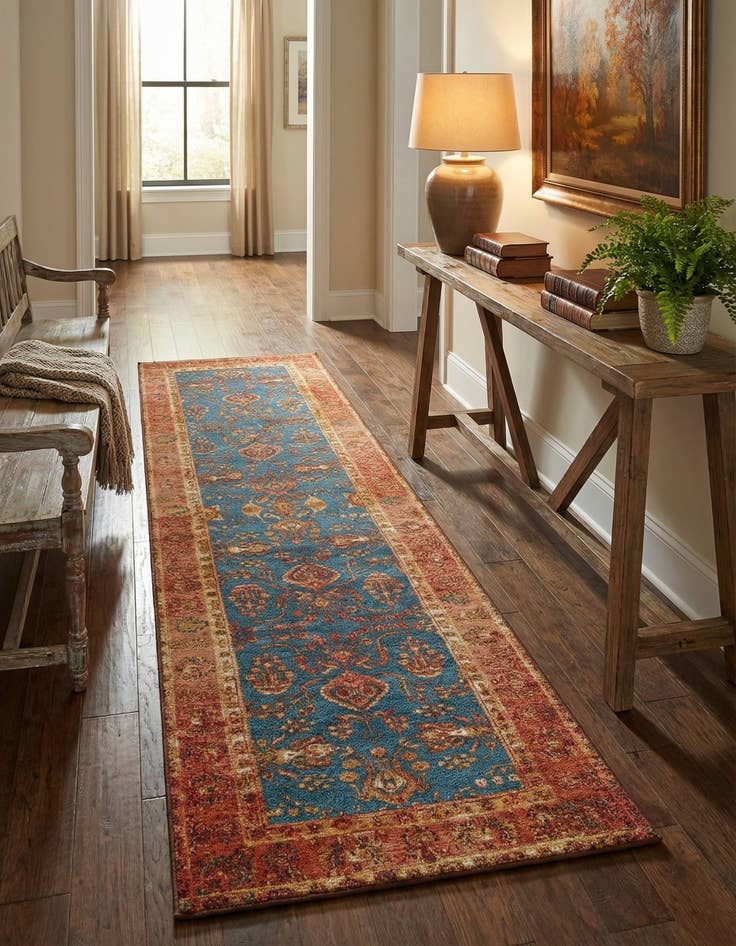 Detail image of 2' 7 x 10'  Washable Traditional Indoor / Outdoor Runner Rug