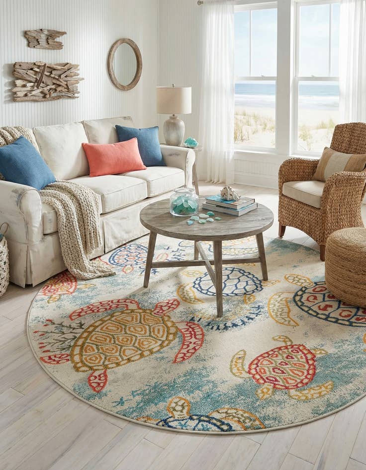 Detail image of 7' 1 x 7' 1  Washable Capri Round Rug