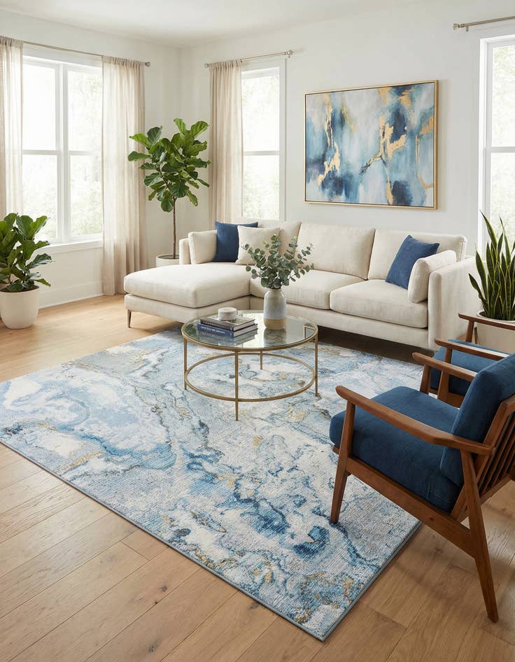 Detail image of  7' 10 x 7' 10  Washable Modern Indoor / Outdoor Square Rug