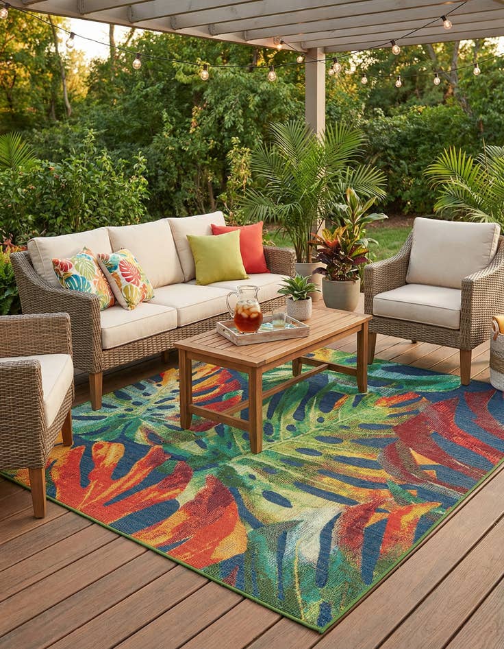 Detail image of 7' 10 x 7' 10  Washable Baja Indoor / Outdoor Square Rug
