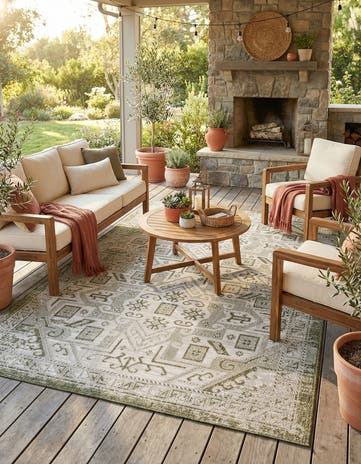5' 3 x 8' Easy-Clean Aztec Indoor / Outdoor Rug