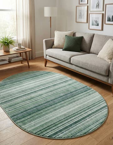 Green Gemstone Oval Rug