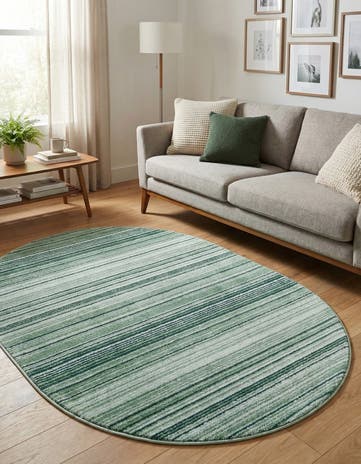 Green Gemstone Oval Rug