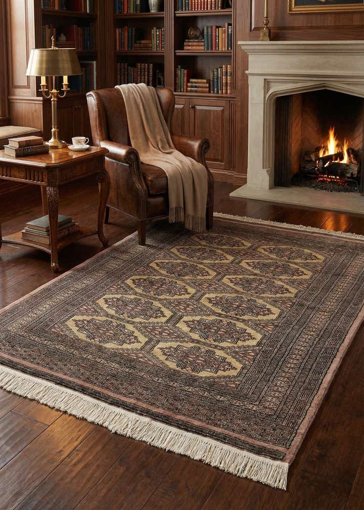 4' 4 x 5' 5 Hand Knotted Bokhara Oriental Wool Rug