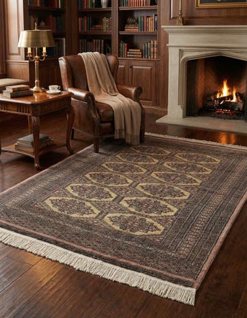 4' 4 x 5' 5 Hand Knotted Bokhara Oriental Wool Rug