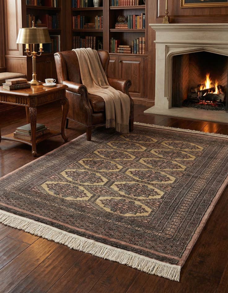 Detail image of 4' 4 x 5' 5 Hand Knotted Bokhara Oriental Wool Rug