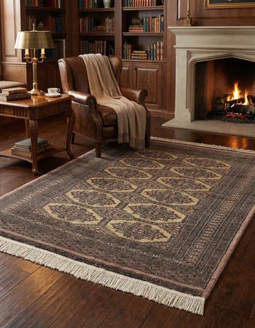 4' 4 x 5' 5 Hand Knotted Bokhara Oriental Wool Rug
