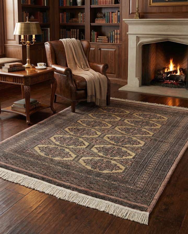 4' 4 x 5' 5 Hand Knotted Bokhara Oriental Wool Rug