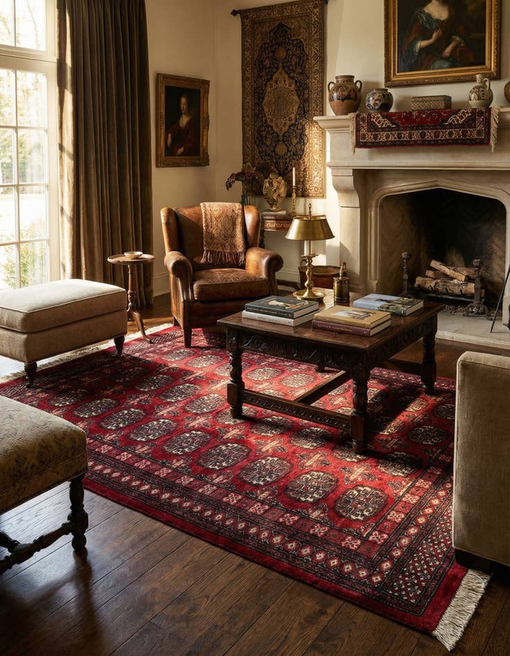 Detail image of 4' 2 x 6' 3 Torkaman Wool Rug