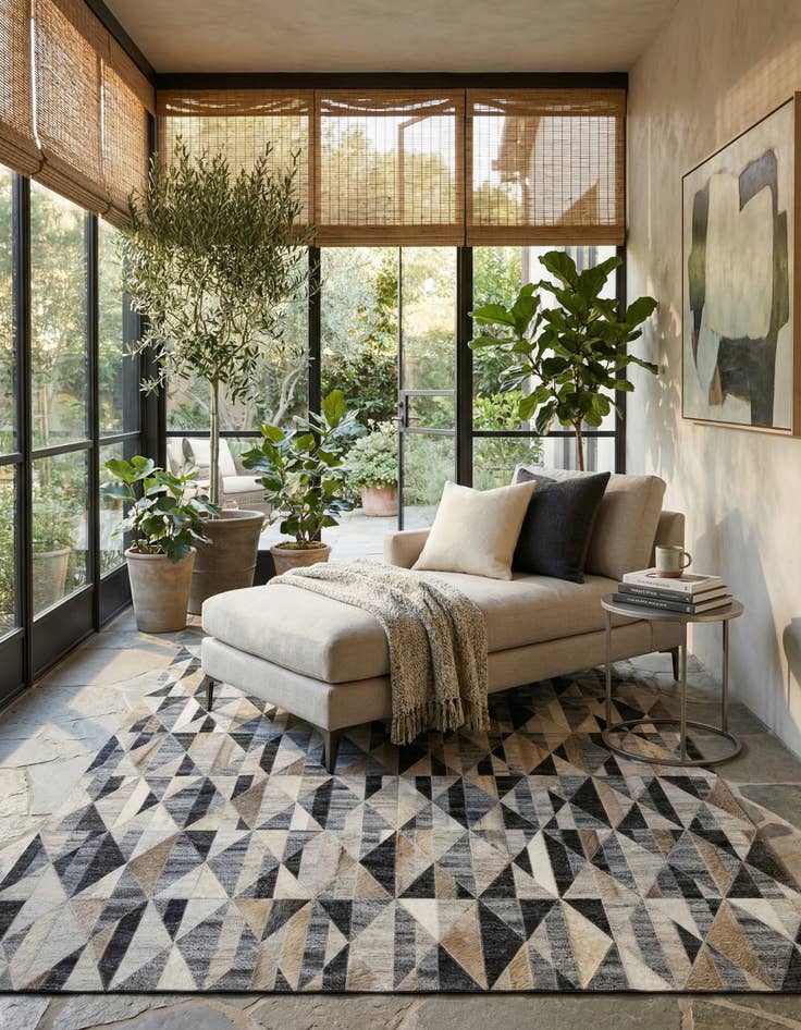 Detail image of  5' 2 x 7' 8 Cowhide - Patchwork Rug