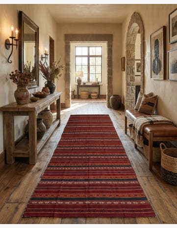 5' 9 x 12' Hand Knotted Kilim Fars Persian Wool Runner Rug