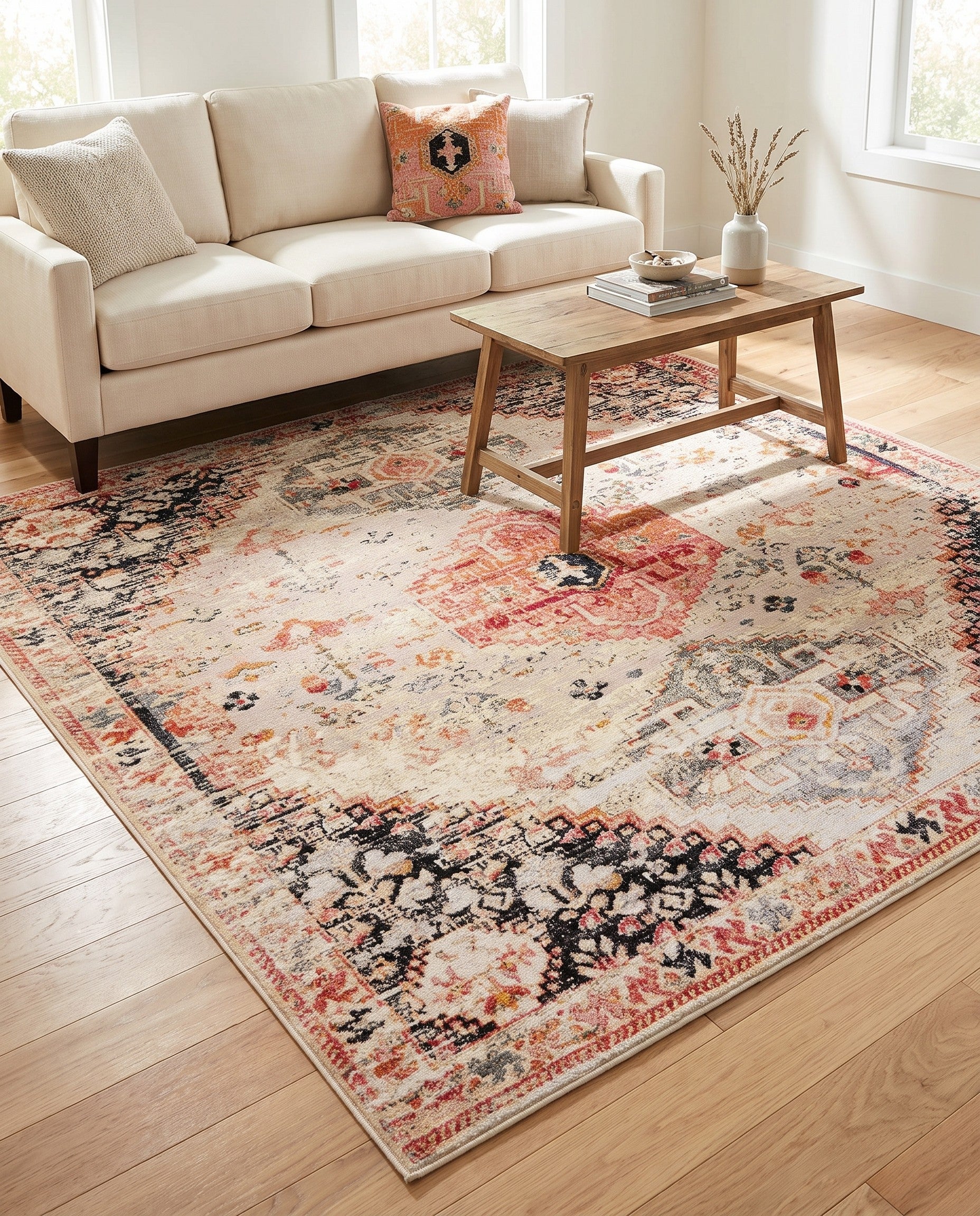 7' 10 x 7' 10 Easy-Clean Traditional Indoor / Outdoor Square Rug