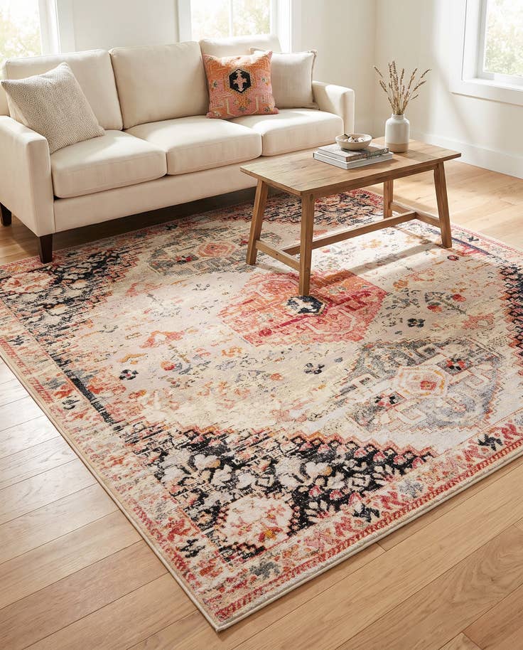 Detail image of 7' 10 x 7' 10 Easy-Clean Traditional Indoor / Outdoor Square Rug