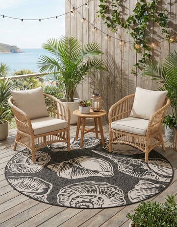6' x 6' Easy-Clean Coastal Indoor / Outdoor Round Rug