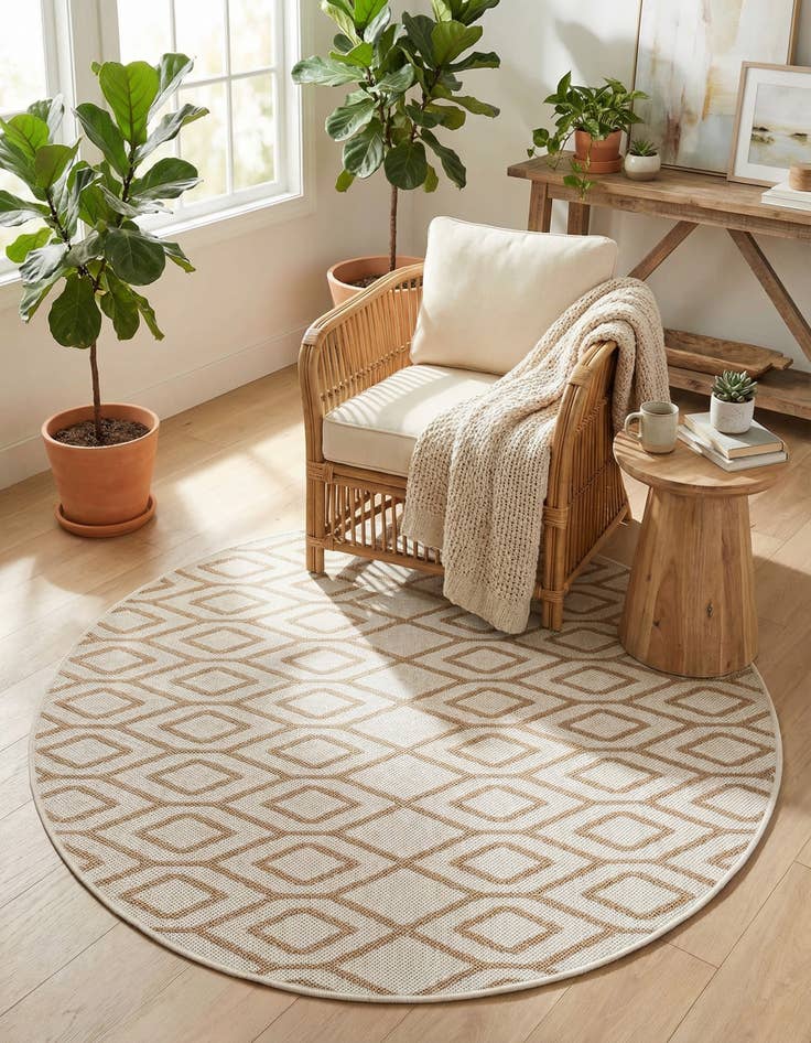 Detail image of 4' x 4' Easy-Clean Jill Zarin Turks and Caicos Indoor / Outdoor Round Rug