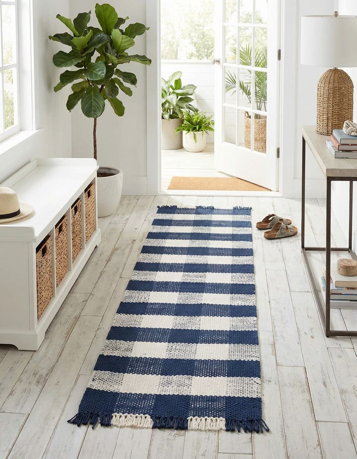 2' 7 x 10' Easy-Clean Eco Plaid Washable Indo...