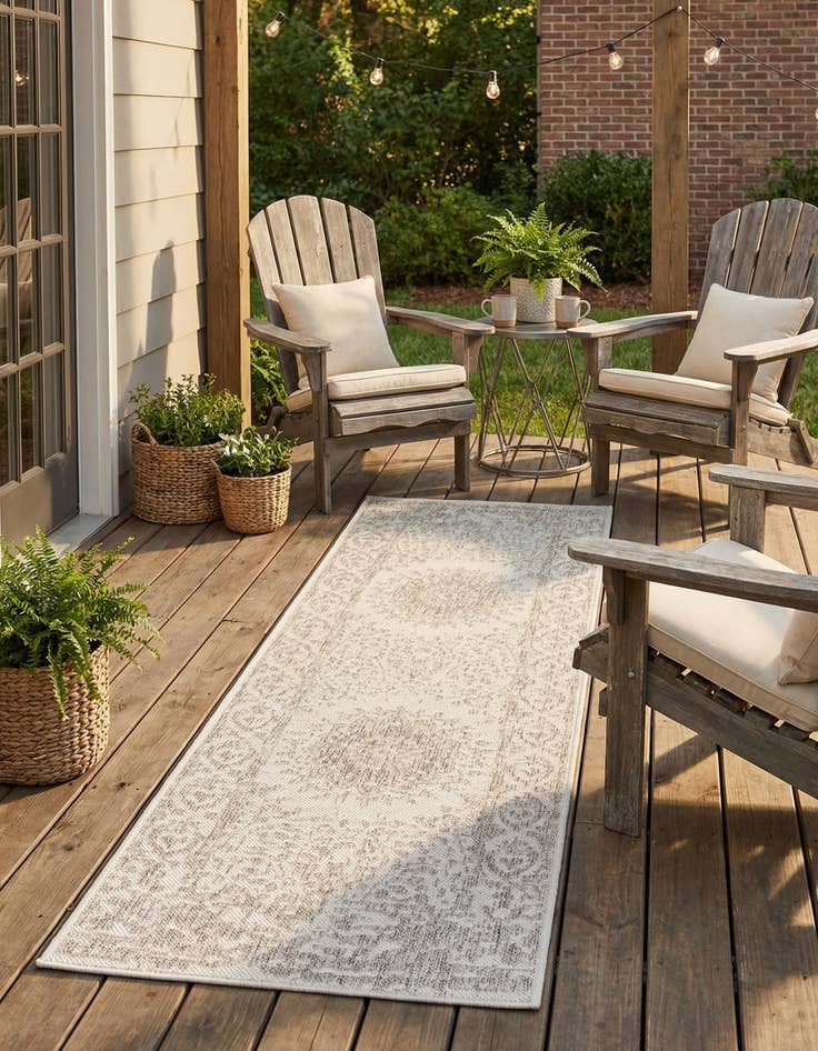 Detail image of 2' x 6'  Washable Traditional Indoor / Outdoor Runner Rug