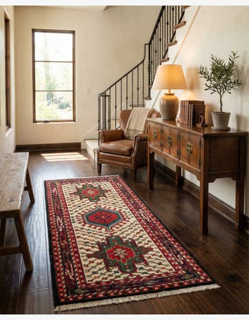 3' 3 x 6' 3 Hand Knotted Gharajeh Wool Runner Rug