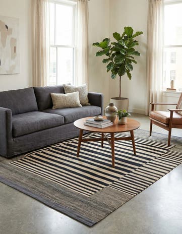 4' 8 x 6' 3 Hand Woven Kilim Modern Wool Rug