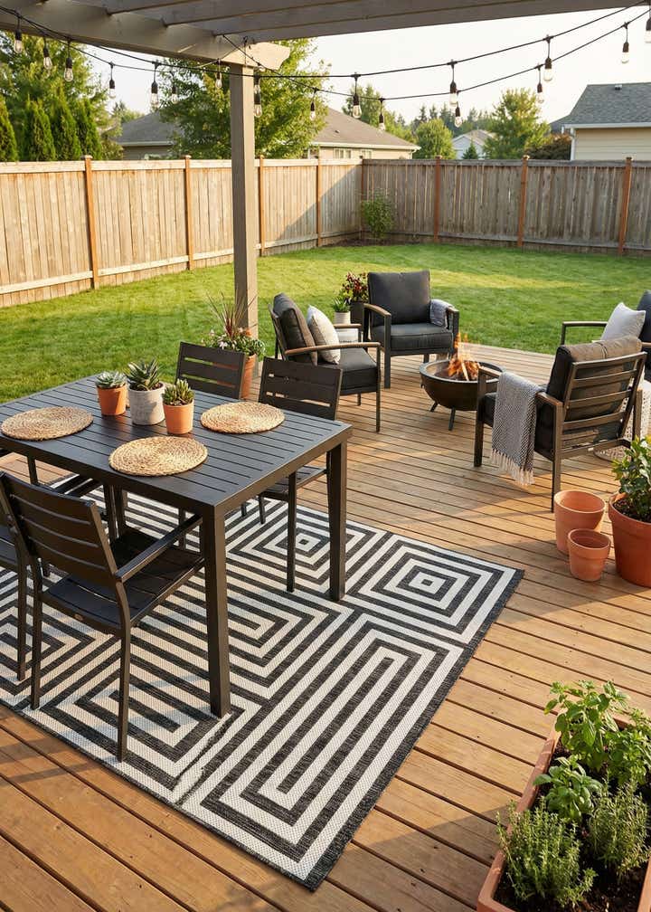 6' x 9' Easy-Clean Modern Indoor / Outdoor Rug