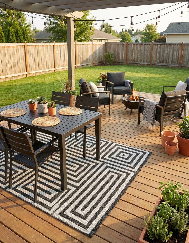 Detail image of 6' x 9'  Washable Modern Indoor / Outdoor Rug