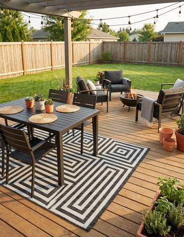 6' x 9' Easy-Clean Modern Indoor / Outdoor Rug