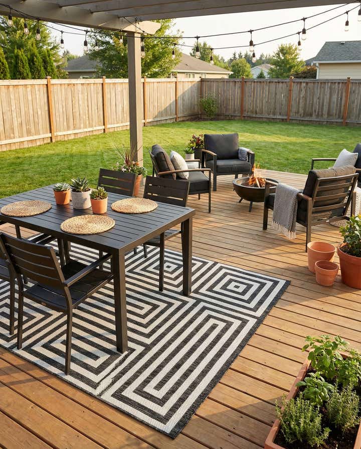 6' x 9' Easy-Clean Modern Indoor / Outdoor Rug