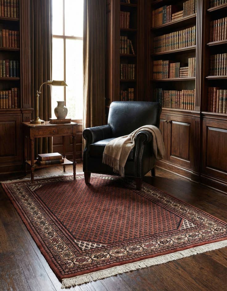 Detail image of 4' x 5' 8  Hand Knotted Mir Wool Rug