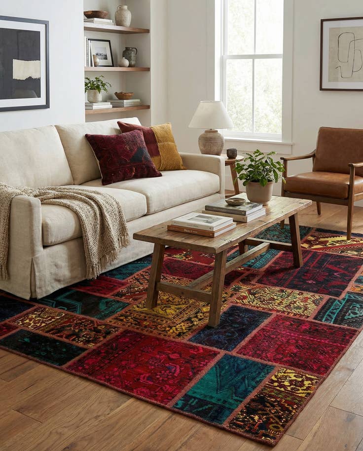 Detail image of 5' 7 x 8' Hand Knotted Ultra Vintage Persian Wool Rug