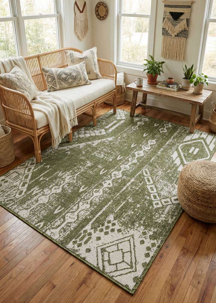 5' 3 x 8' Easy-Clean Bohemian Indoor / Outdoor Rug