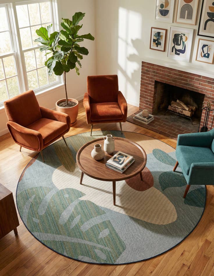 Detail image of  10' x 10'  Washable Baja Indoor / Outdoor Round Rug