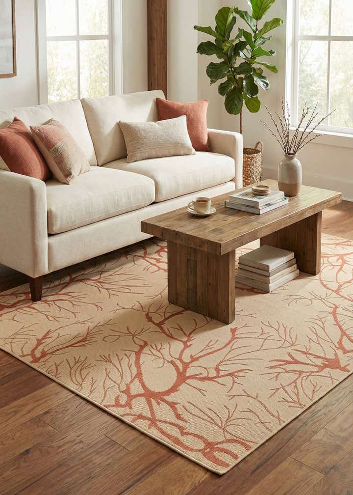 9' x 12' Easy-Clean Botanical Indoor / Outdoor Rug