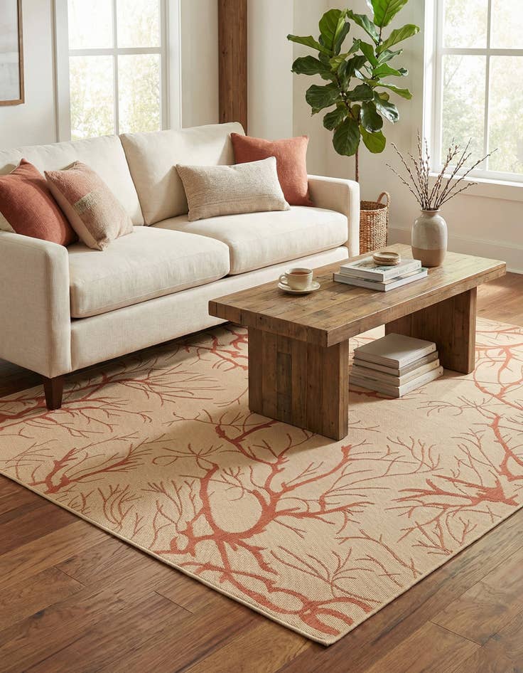 Detail image of 9' x 12' Easy-Clean Botanical Indoor / Outdoor Rug