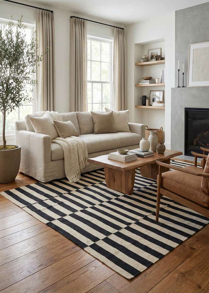 5' 8 x 8' 1 Hand Woven Kilim Modern Wool Rug