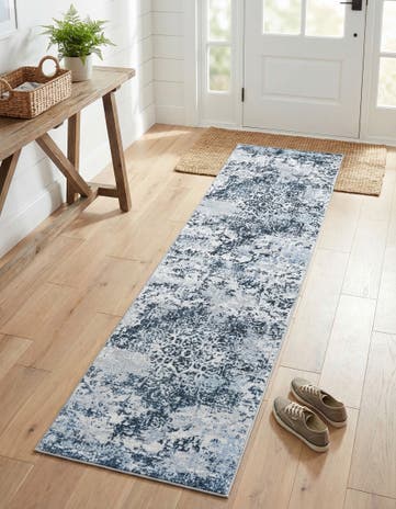 Navy Blue Kamala Washable Runner Rug