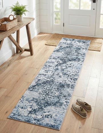 Navy Blue Kamala Washable Runner Rug