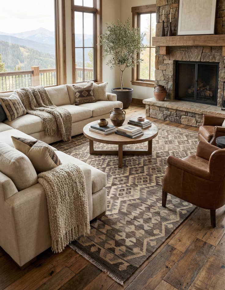 Detail image of 6' 8 x 10'  Hand Woven Kilim Maymana Wool Rug