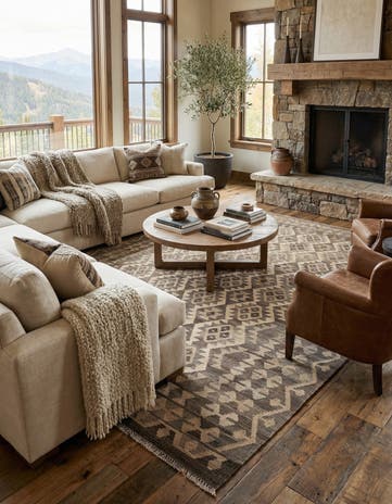 6' 8 x 10' Hand Woven Kilim Maymana Wool Rug