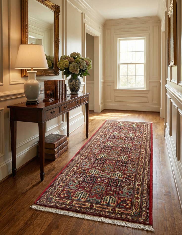 Detail image of  2' 7 x 6' 7  Hand Knotted Qom Persian Runner Rug