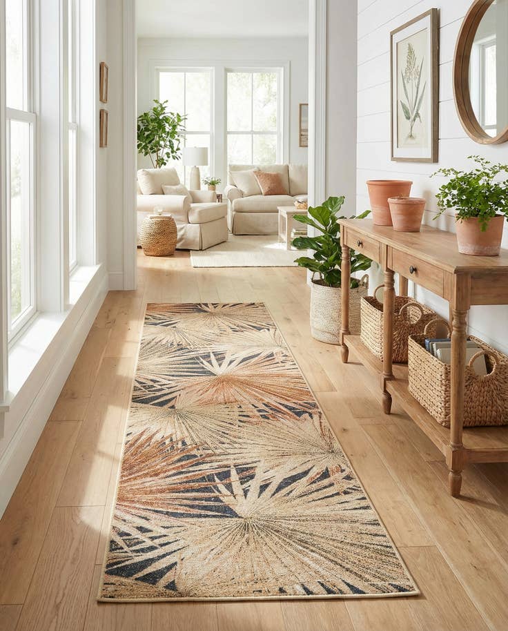 Detail image of 2' 7 x 12' Easy-Clean Botanical Indoor / Outdoor Runner Rug