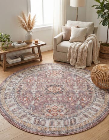 7' 10 x 7' 10 Washable Timeless Round Rug