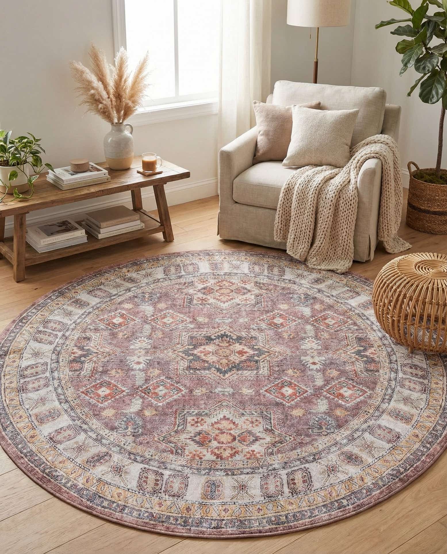 240cm x 240cm Wasbaar Timeless Rond Vloerkleed