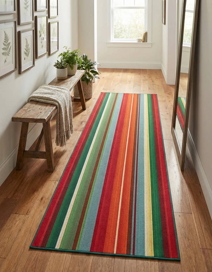 Detail image of  2' 7 x 5' 3  Washable Modern Indoor / Outdoor Runner Rug