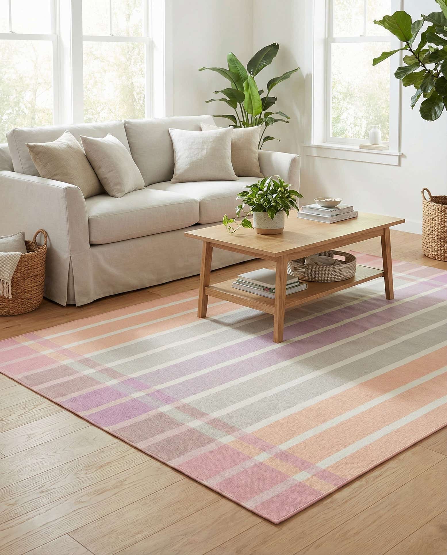 6' x 9' Easy-Clean Striped Indoor / Outdoor Rug