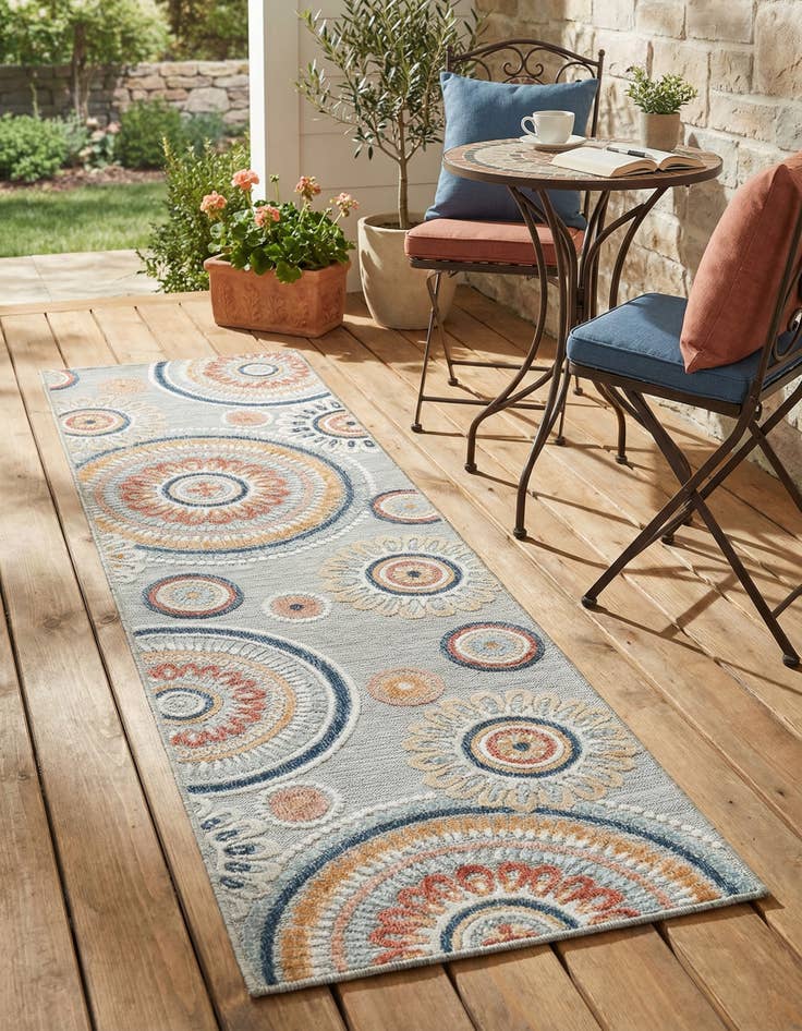 Detail image of 2' 2 x 8'  Washable Botanical Indoor / Outdoor Runner Rug