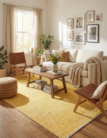 Yellow Hand Woven Chindi Chevron Rug